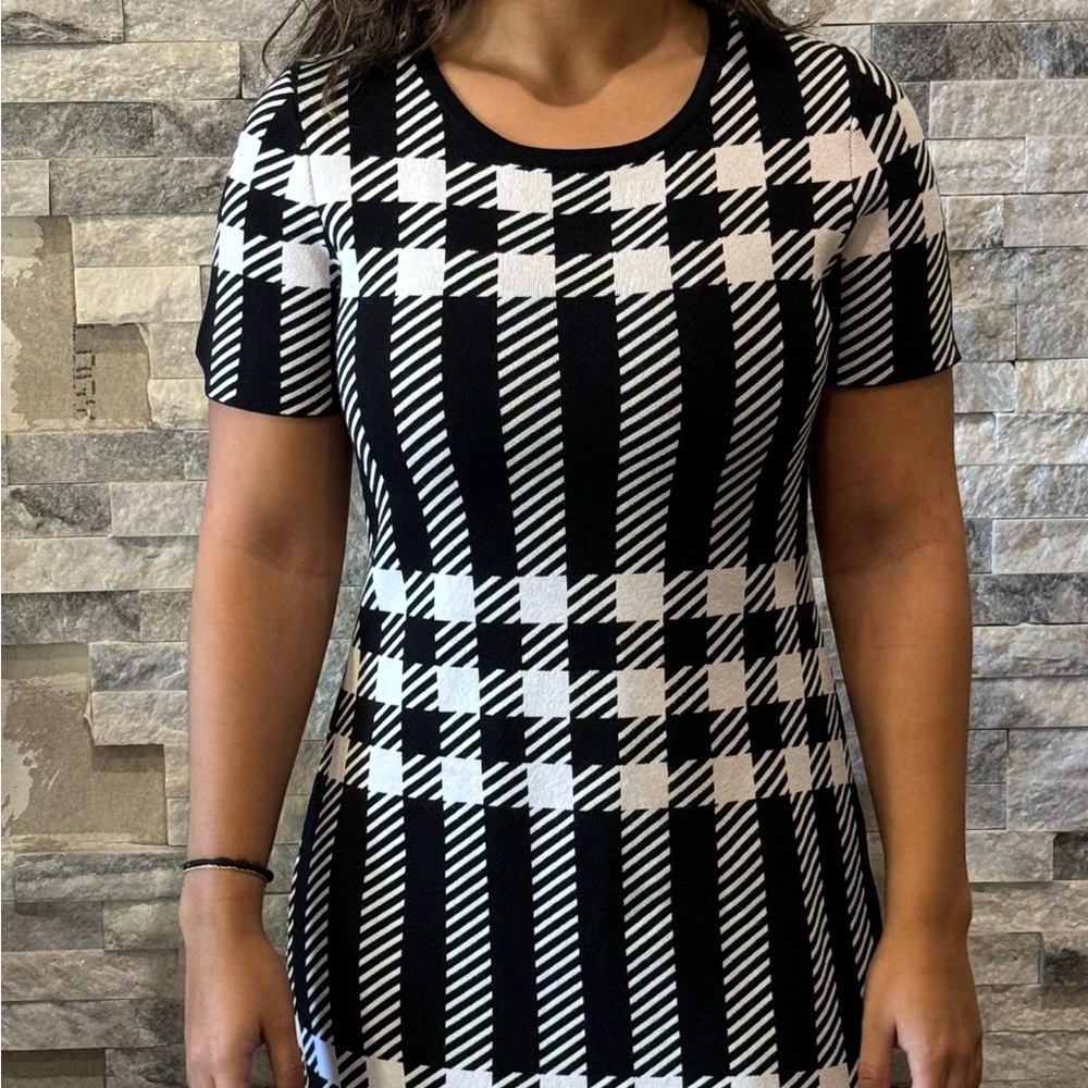 Ann Taylor Houndstooth Plaid Viscose Dress, sz ST